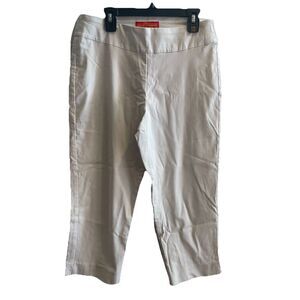 Krazy Larry White Cropped Pants Womens Sz 8 Capri Work Casual Resort Minimalist